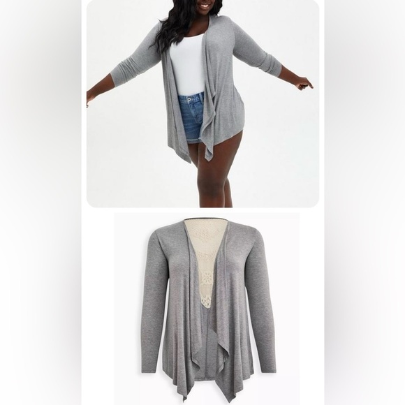 Torrid Super Soft Cardigan Crochet Back - Picture 3 of 13